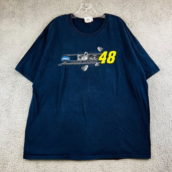 Vintage Nascar Chase Jimmie Johnson Lowes #48 Blue Men’s T-Shirt Size 2XL - Picture 2 of 9